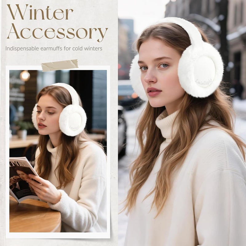 Lainlight Store Ear Muffs for Winter Women Faux Fur Warm Earmuffs Foldable Cute Fuzzy Ear Warmers - Image 4